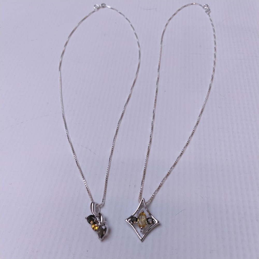 2 STERLING SILVER NECKLACES W/COLORED GEMS